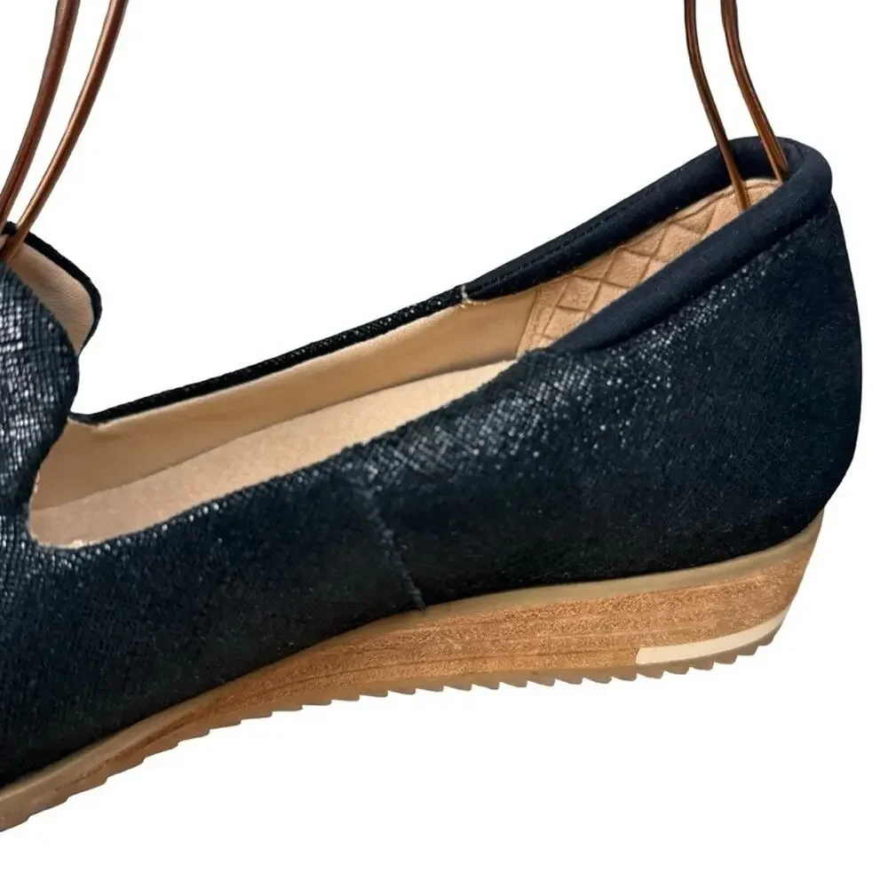 Dr Scholls Kewl Loafers Original Collection Black Leather Wedge Slip On Shoes 10